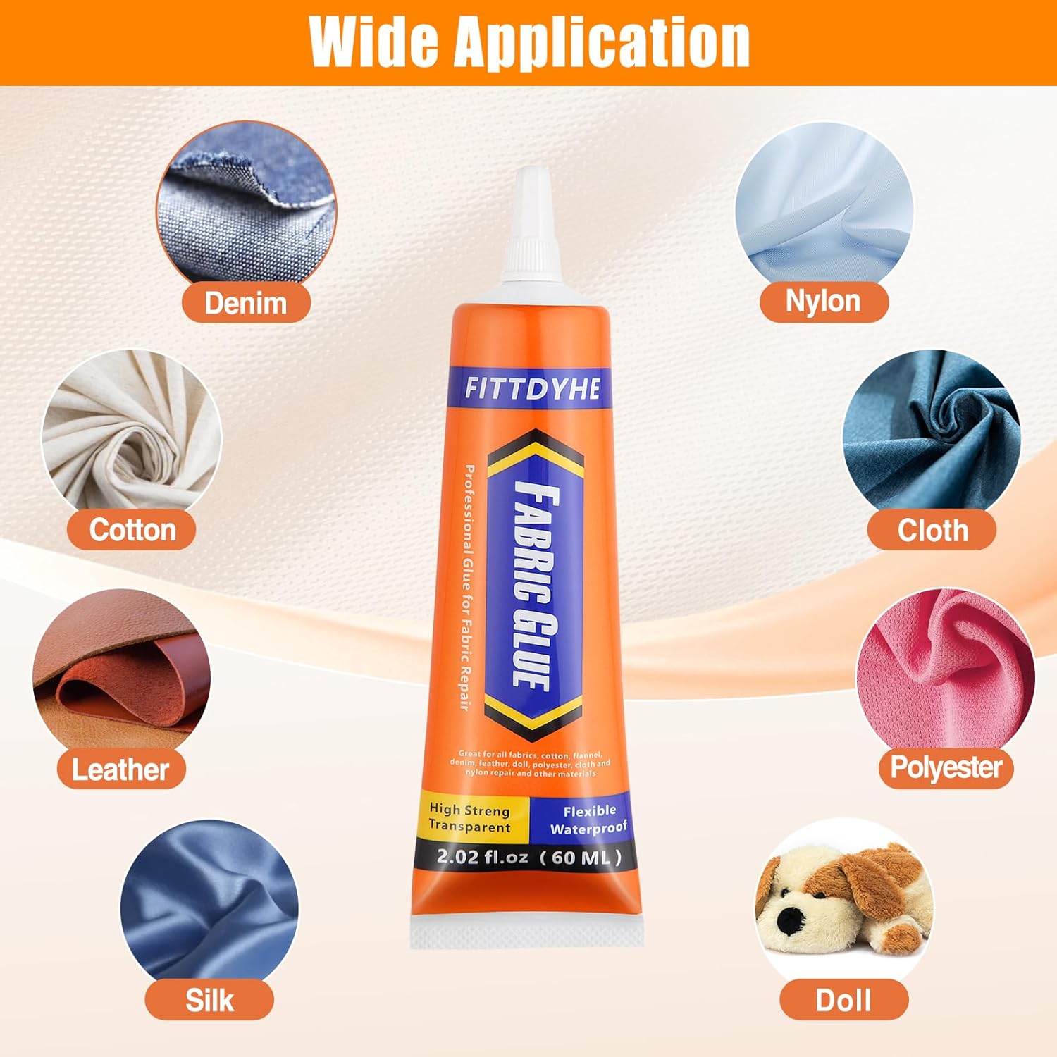 Permanent Fabric Glue 60 ML Clear Adhesive for Fabric Repairs