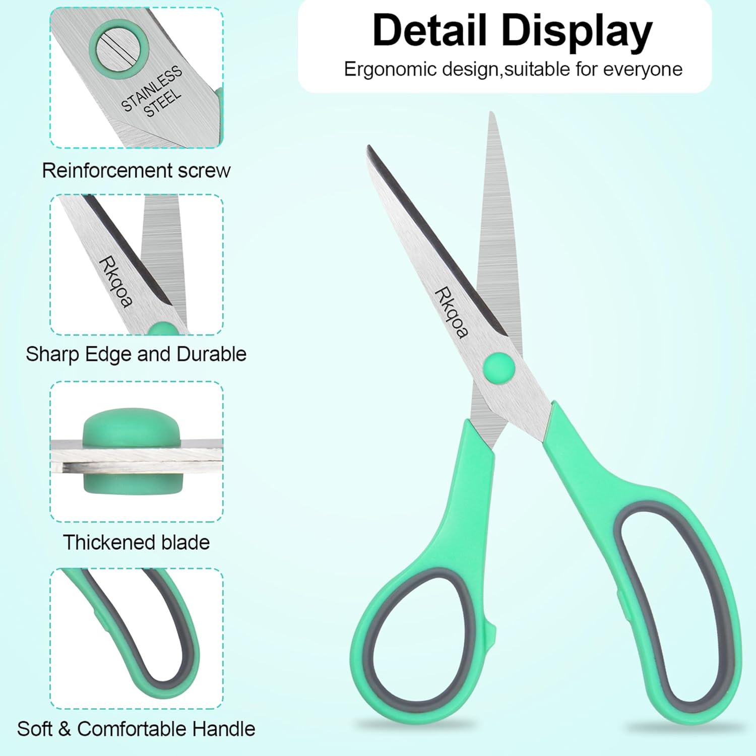 Almarto Black 6 Scissors Pack - 8 Inch All Purpose Scissors Set