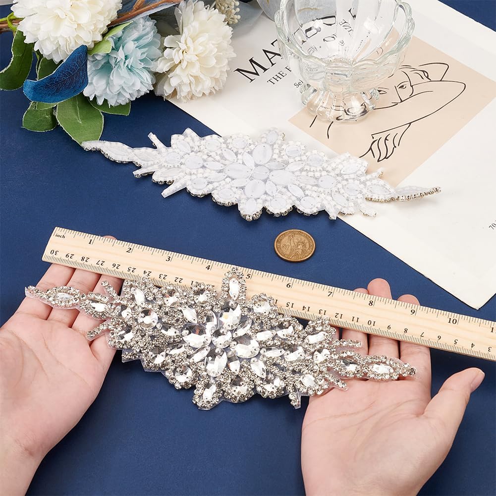 Fingerinspire 2pcs Rhinestone Applique for Wedding Dress