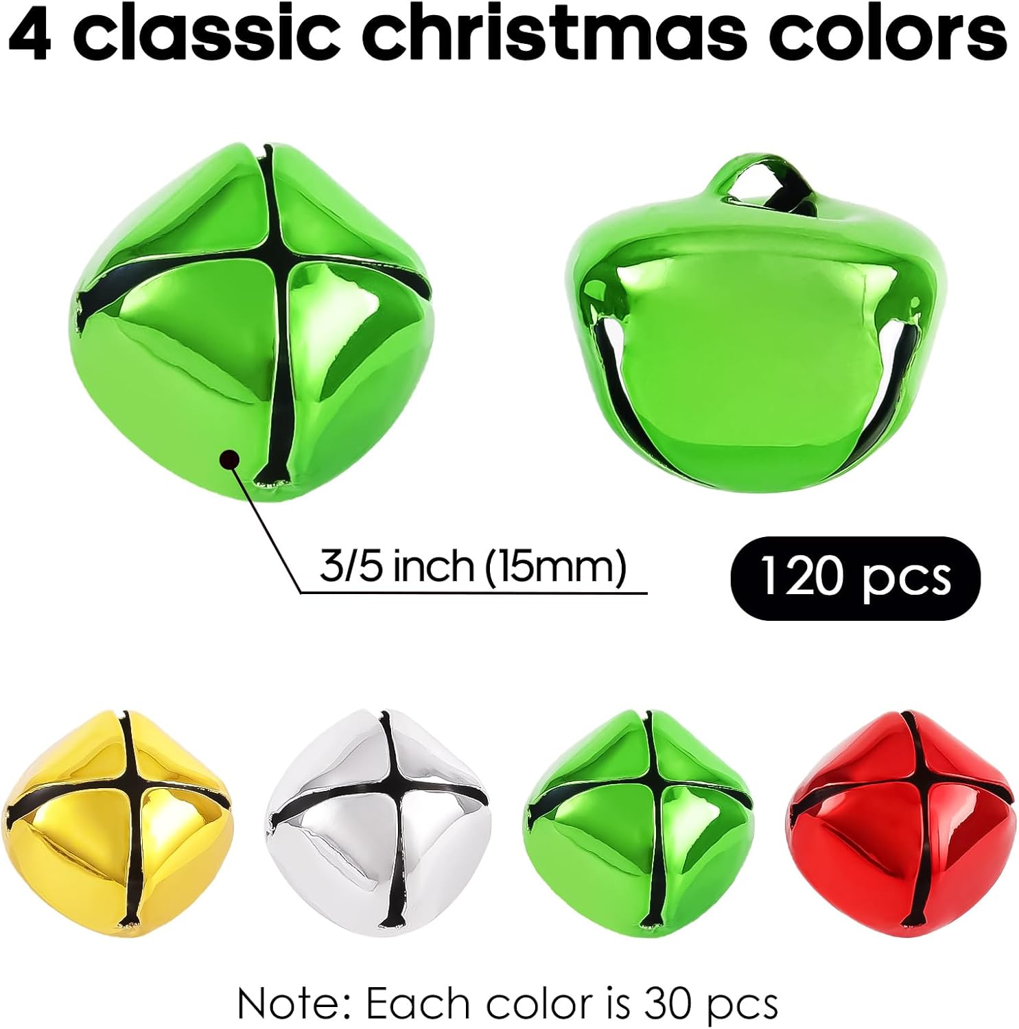 120 Pcs Jingle Bells DIY Christmas Decorations