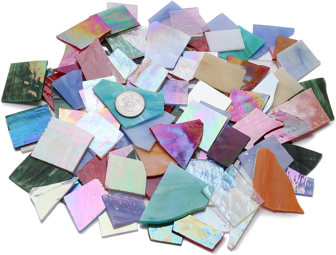 Lanyani Iridescent Stained Glass Mosaic Tiles 1Kg Pack