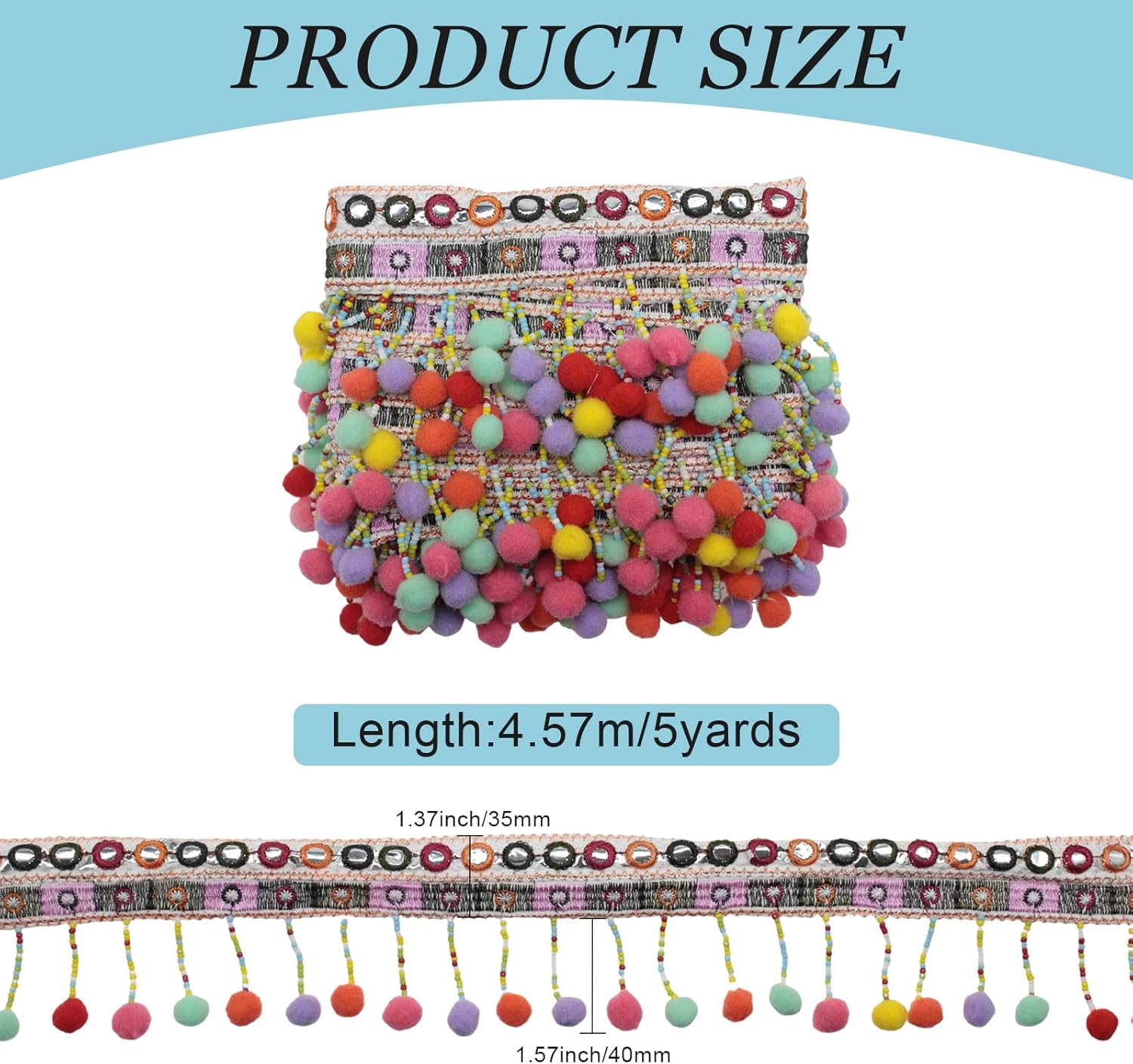 Yalulu Rainbow Fringe Trim for DIY Crafts and Sewing Projects