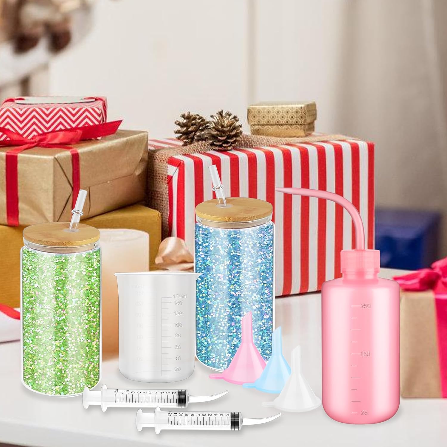 VEEVIIY 11 Piece Snow Globe Tumbler DIY Kit