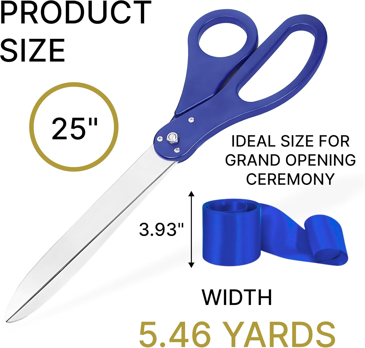 Large Grand Opening Ceremony Kit - 25 Inch Blue Scissors With Ribbon