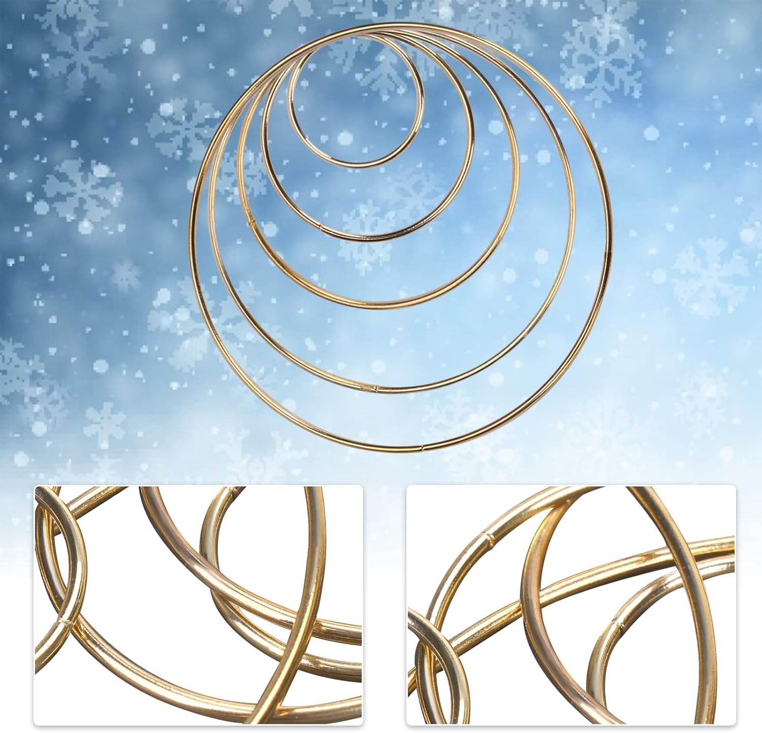 BigOtters Dream Catcher Rings Set of 10 Gold Metal Hoops