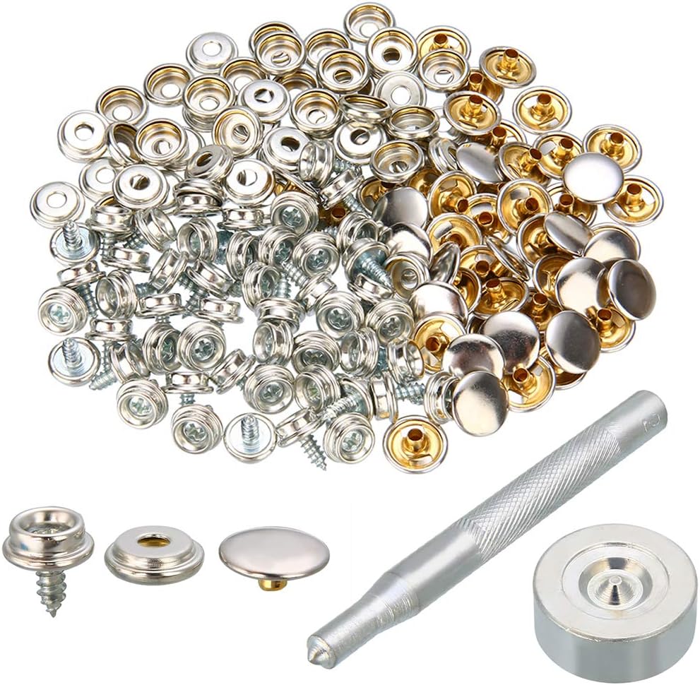 Arokimi Snaps Kit Boat Cover Canvas Screws Buttons Fasteners 60pcs
