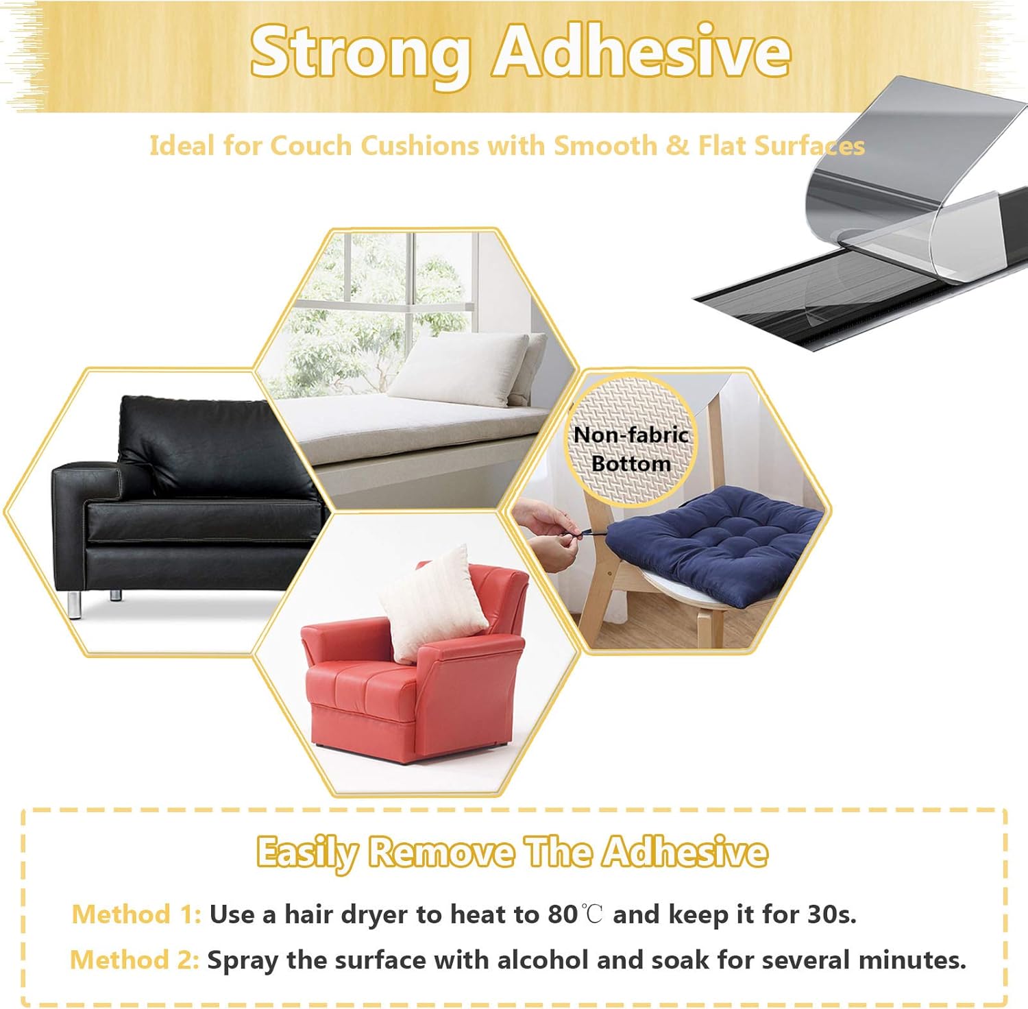 KAEGREEL Non-Slip Cushion Pads with Hook Loop Tape