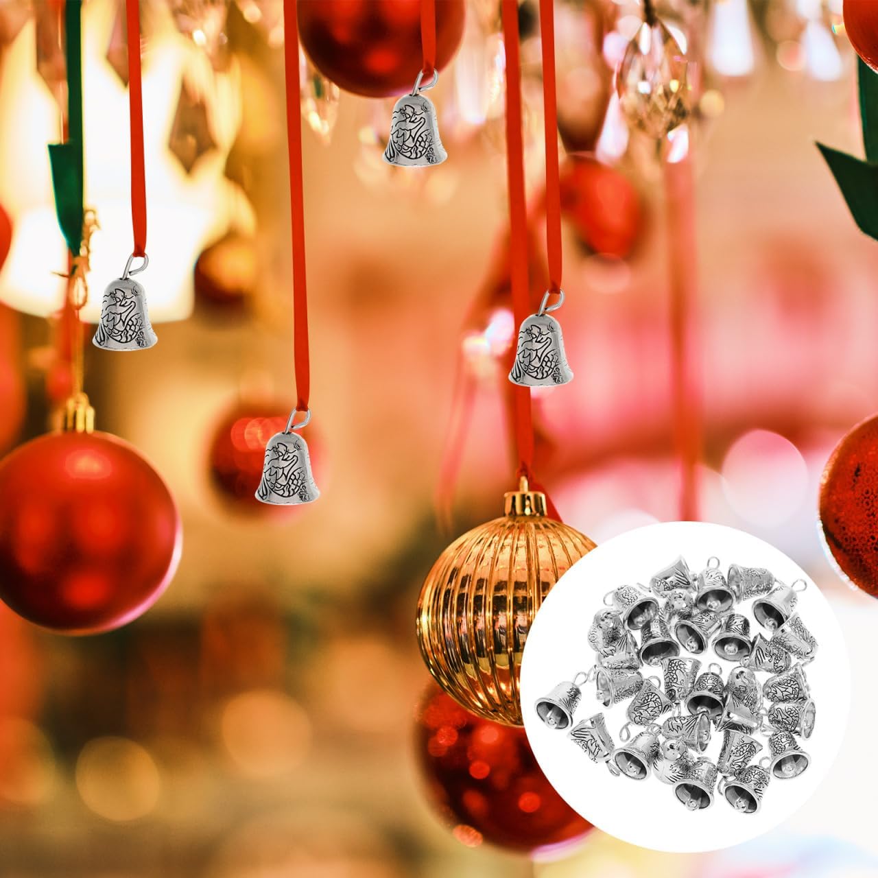 Kisangel Antique Silver Jingle Bells 30pcs
