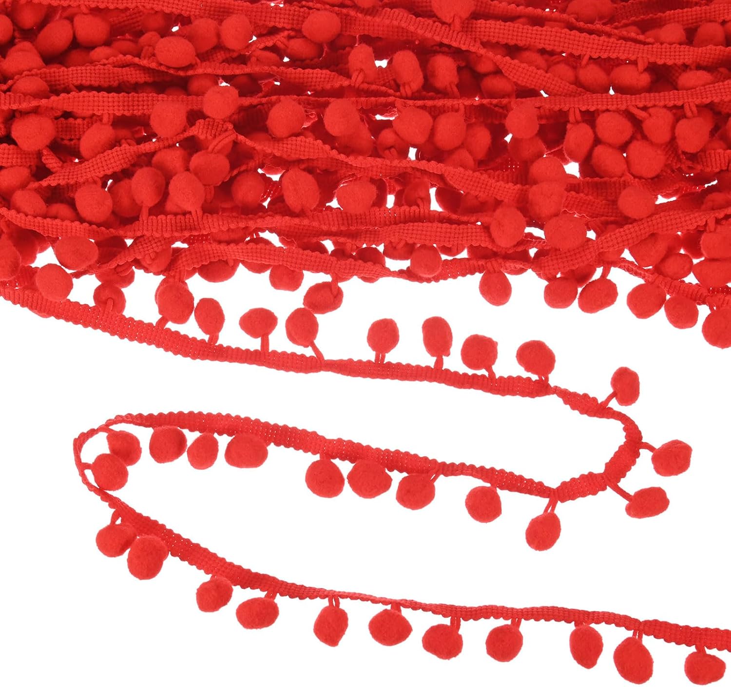 Pom Pom Ball Fringe Trim Ribbon 20 Yards Dark Red