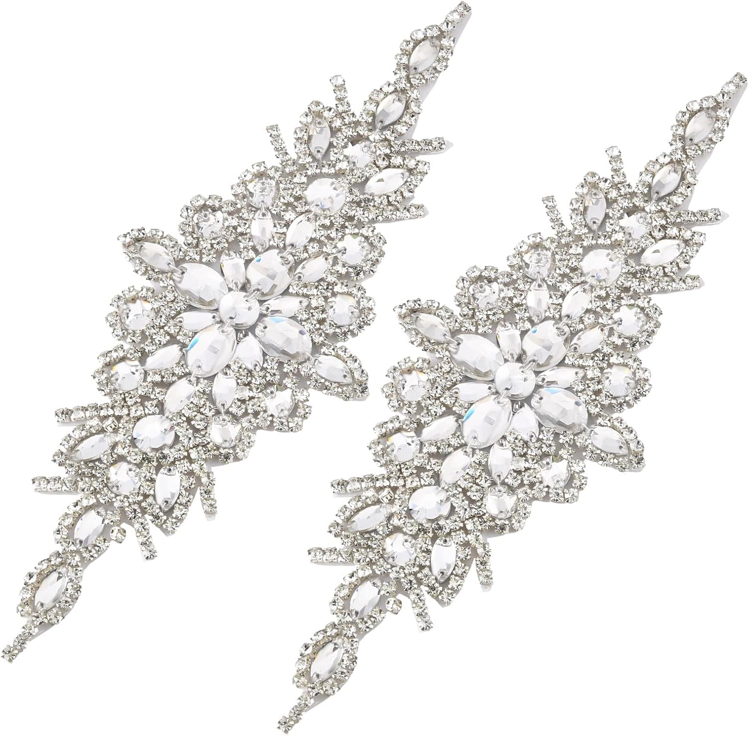 Fingerinspire 2pcs Rhinestone Applique for Wedding Dress