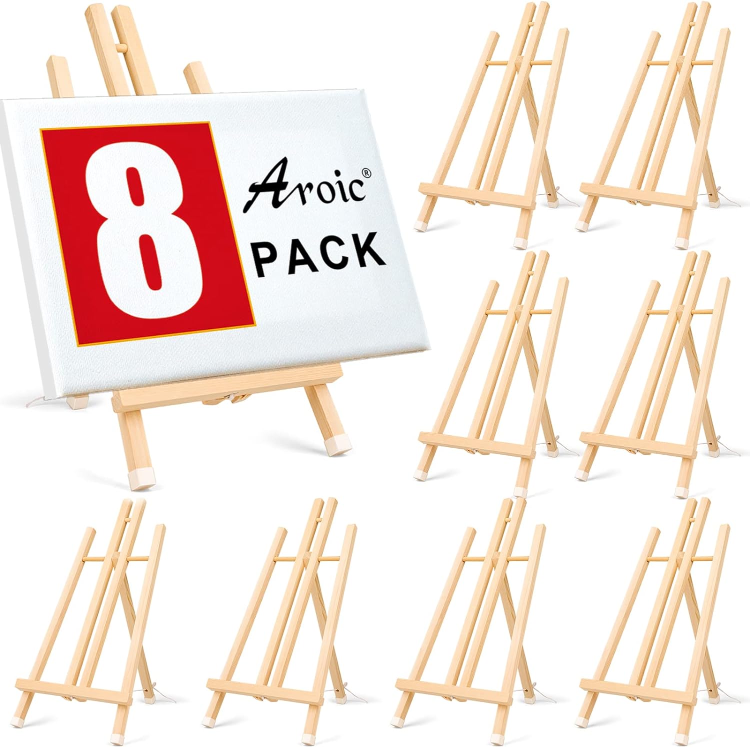 AROIC 8 Pack 15 Inch Wood Easels for Art and Crafts