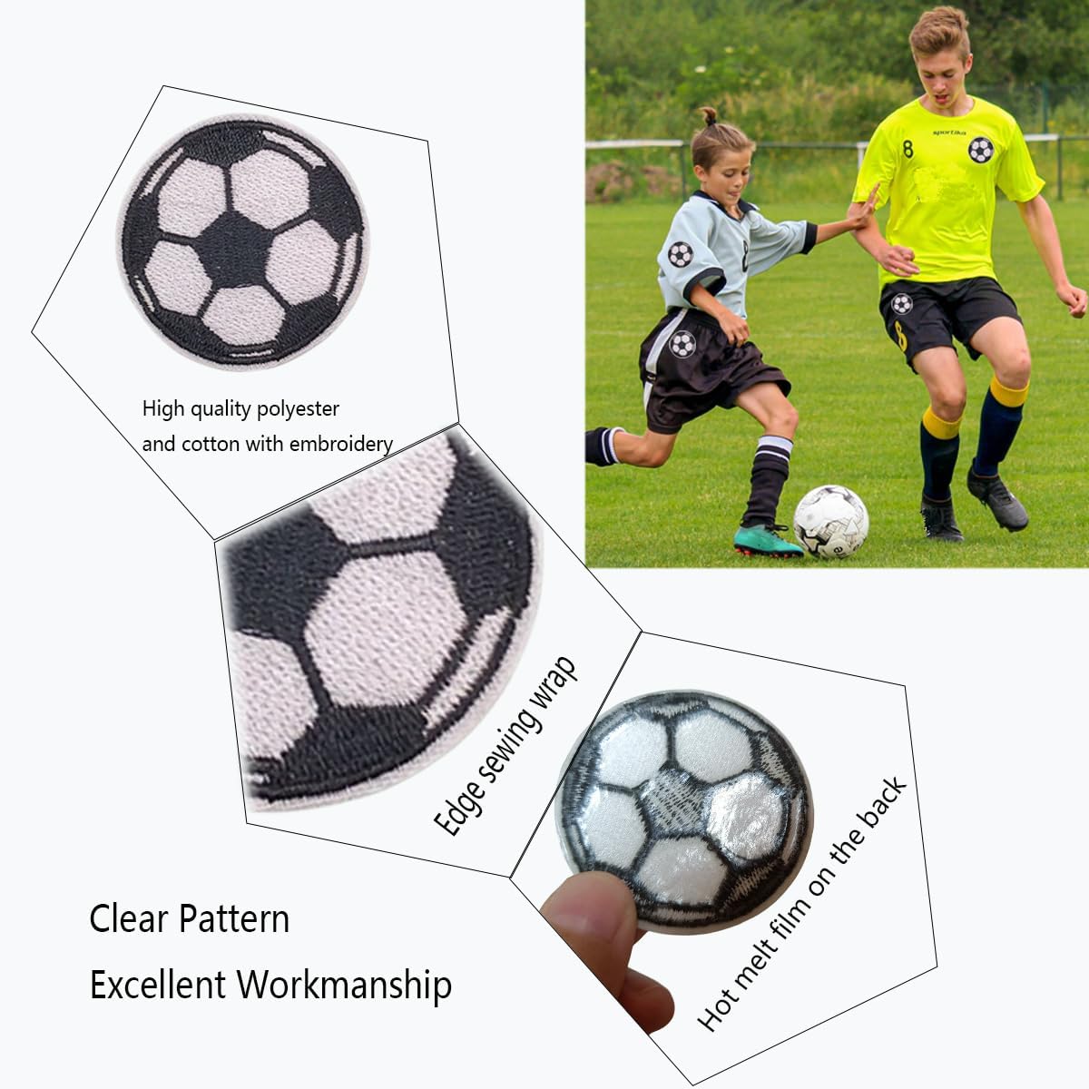 60 PCS Football Chenille Embroidered Patches