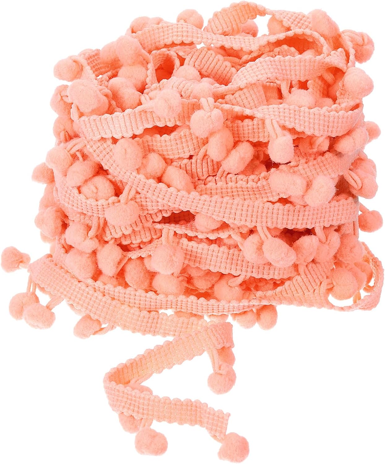 Uxcell Pom Pom Ball Fringe Trim 10 Yards Coral Pink
