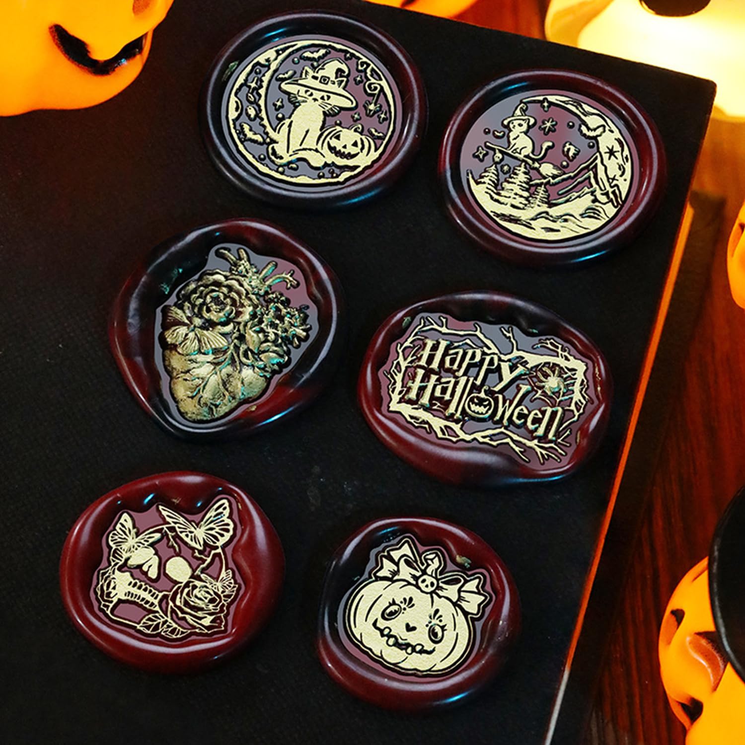 WASOHLING Halloween Wax Seal Stamp Witch Cat 25mm