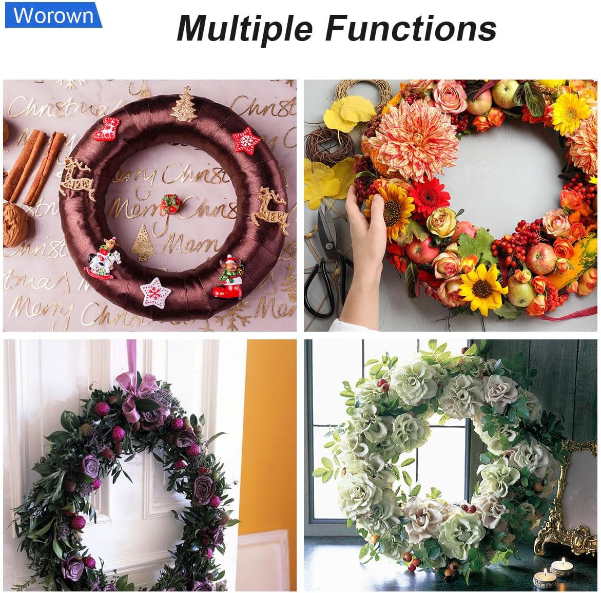Worown 8 Pcs Foam Wreath Forms 8 12 Inch
