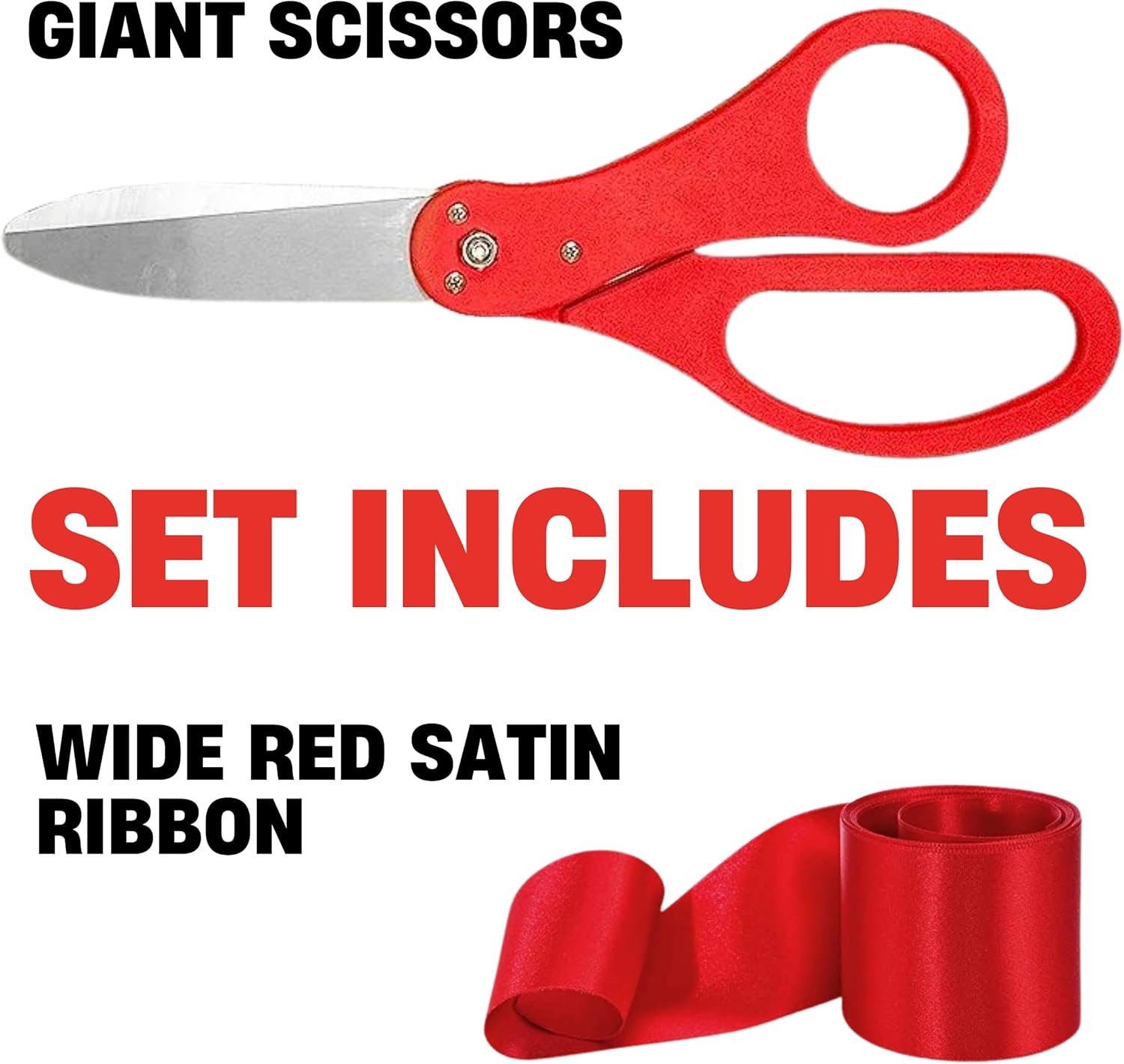Red Ribbon Cutting Ceremony Kit with 20 Inch Giant Scissors