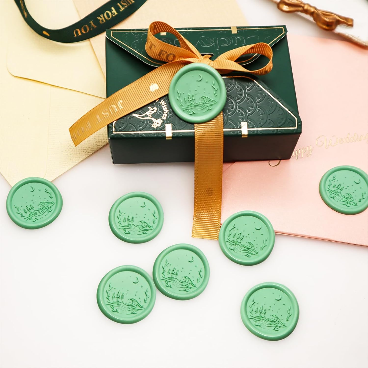 QINGNING Wax Seal Sticker 50Pcs for Envelopes and Invitations