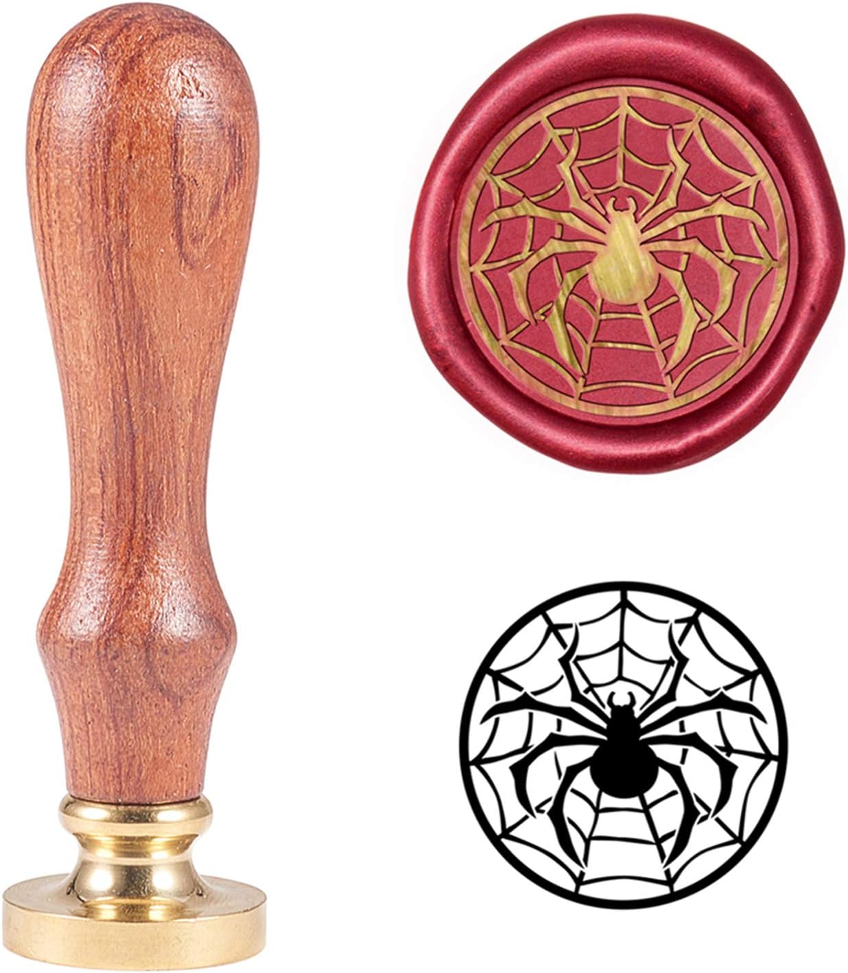 PH PandaHall Spider Web Wax Seal Stamp for Halloween and Party Invitations