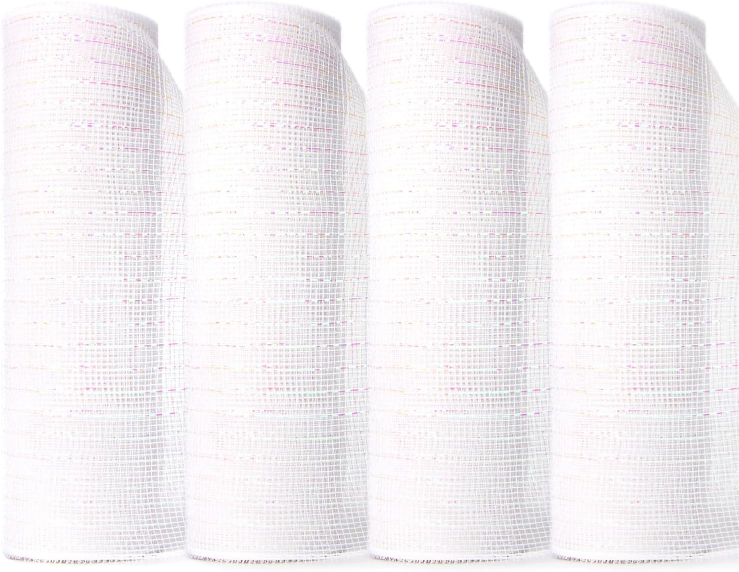 Ribbli 4 Rolls White Mesh Ribbon 10 Inch x 30 Feet