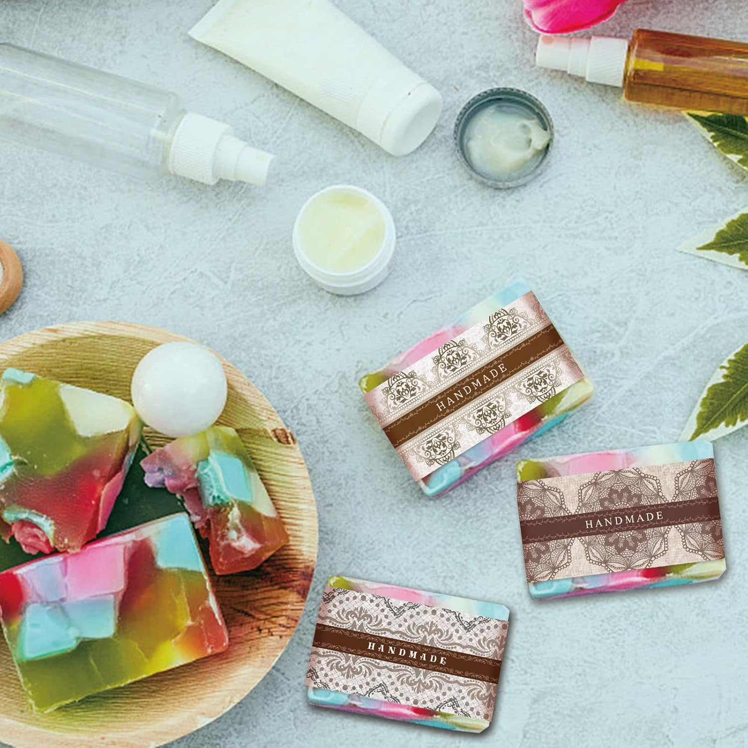 PH PandaHall 9 Styles Lace Wrap Paper Tape 90PCS for Soap Packaging