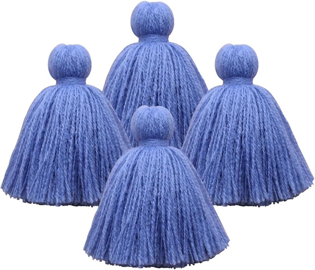 4 Blue Tassels for Crafts and Pillow Decor