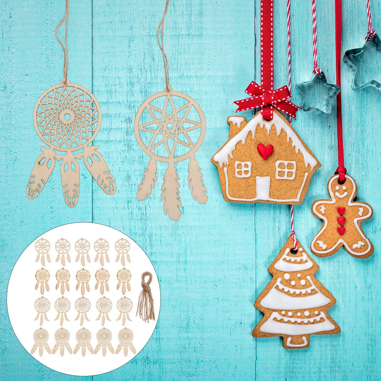 EXCEART Unfinished Wood Dream Catcher 40Pcs