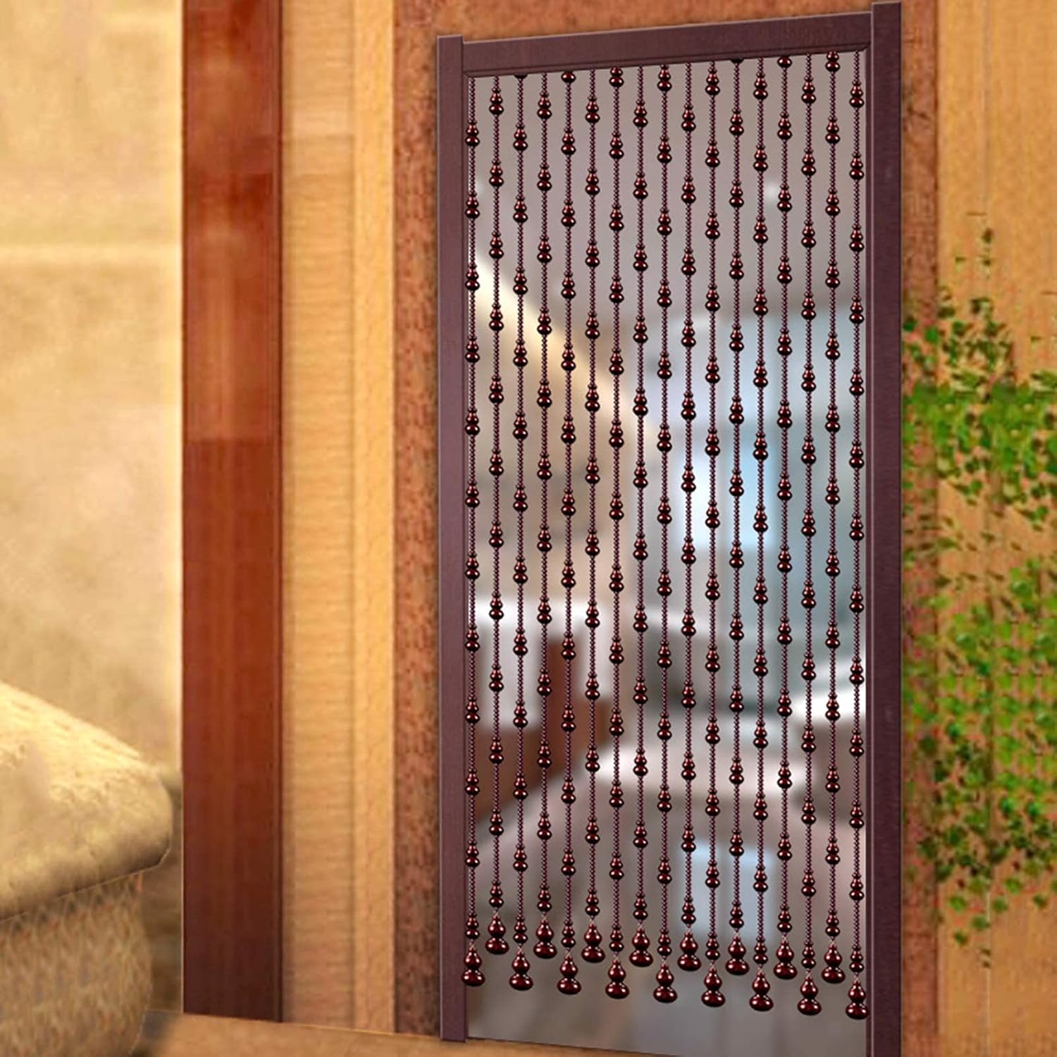 Natural Wooden Beads Door String Handmade Peach Wood Beaded Curtain