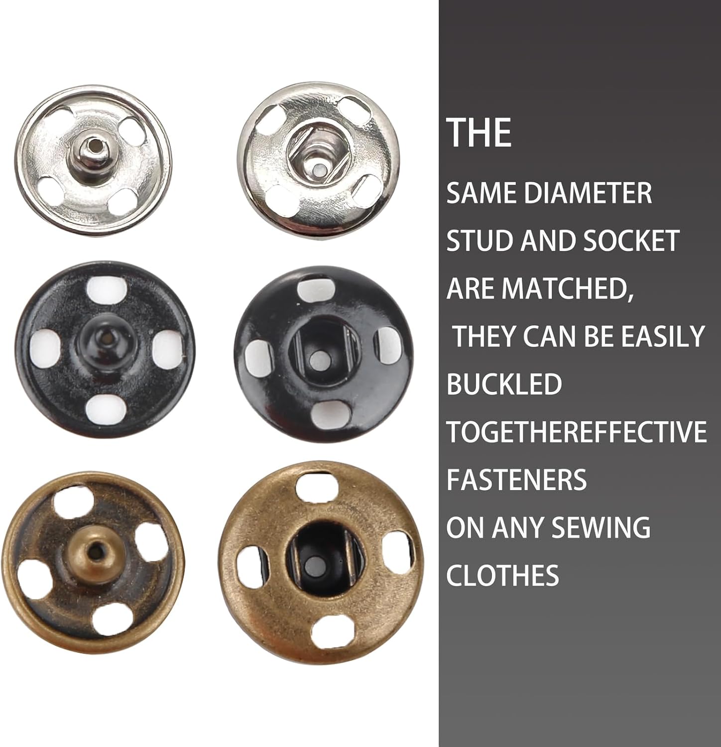Meikeer 100 Set Sewing Snaps Fasteners Kit
