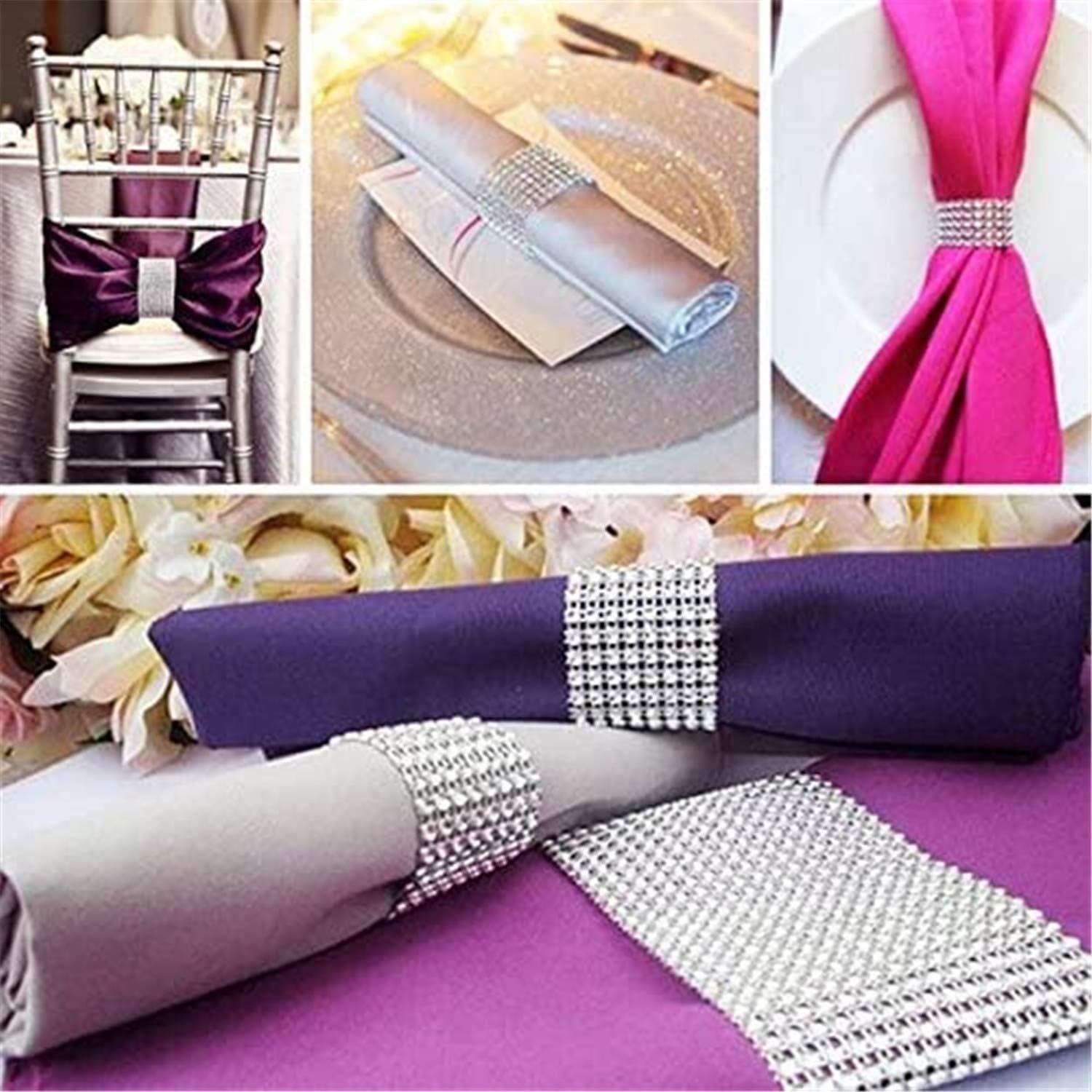 Silver Rhinestone Diamond Ribbon for Wedding Decorations
