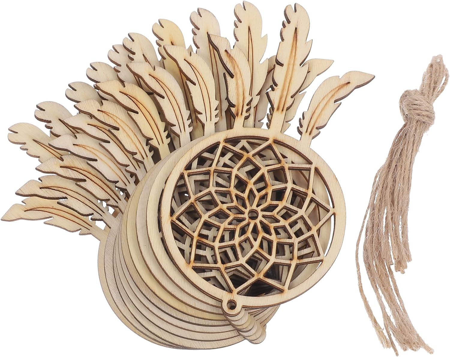 Garneck 20 Pcs Mini Dream Catcher Wood Craft DIY Kit