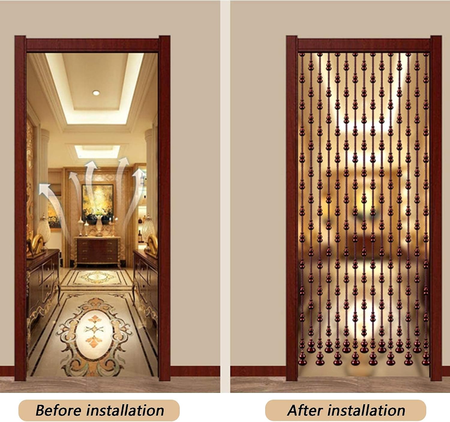Natural Wooden Beads Door String Handmade Peach Wood Beaded Curtain