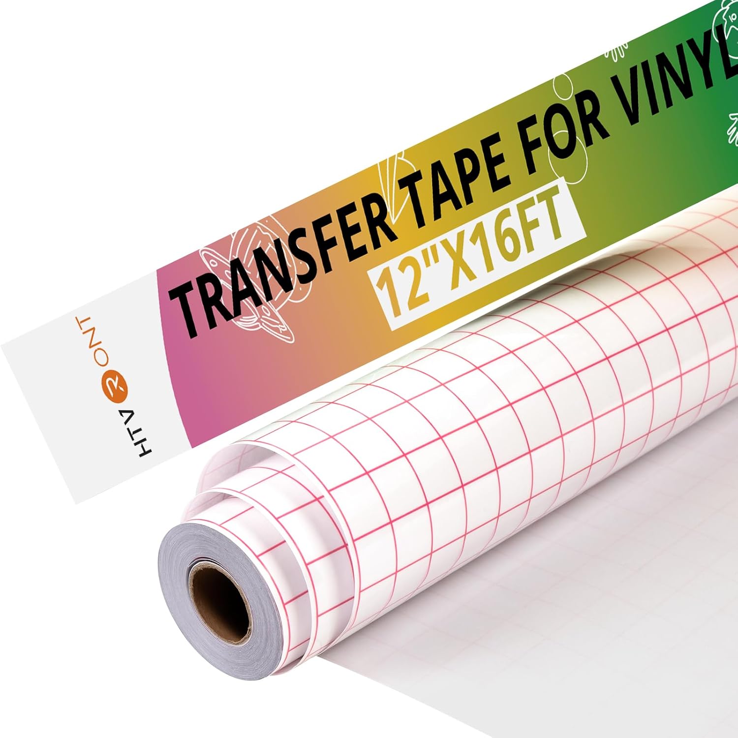 HTVRONT Transfer Tape for Vinyl - 12 x 16ft with Red Alignment Grid