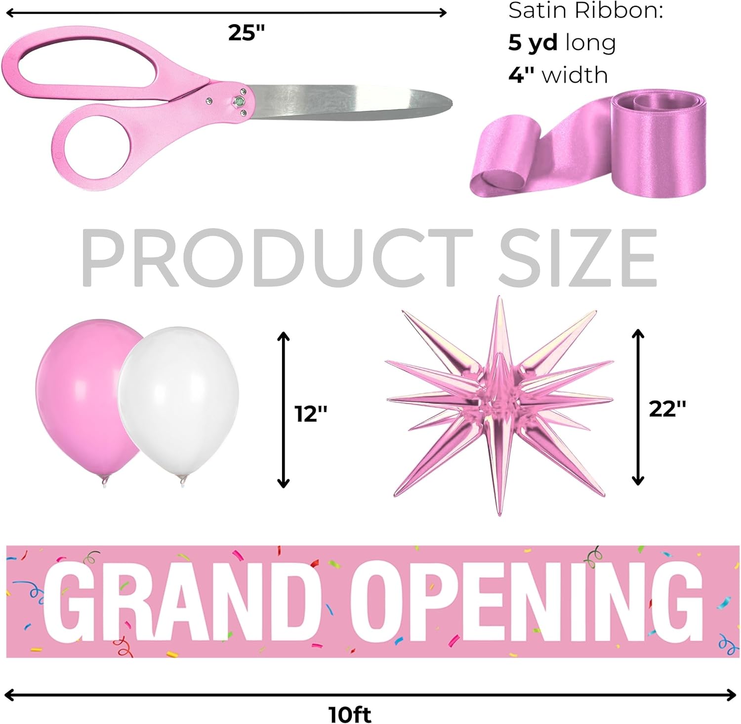 Giant Pink Ribbon Cutting Scissors with Banner and Balloons Kit