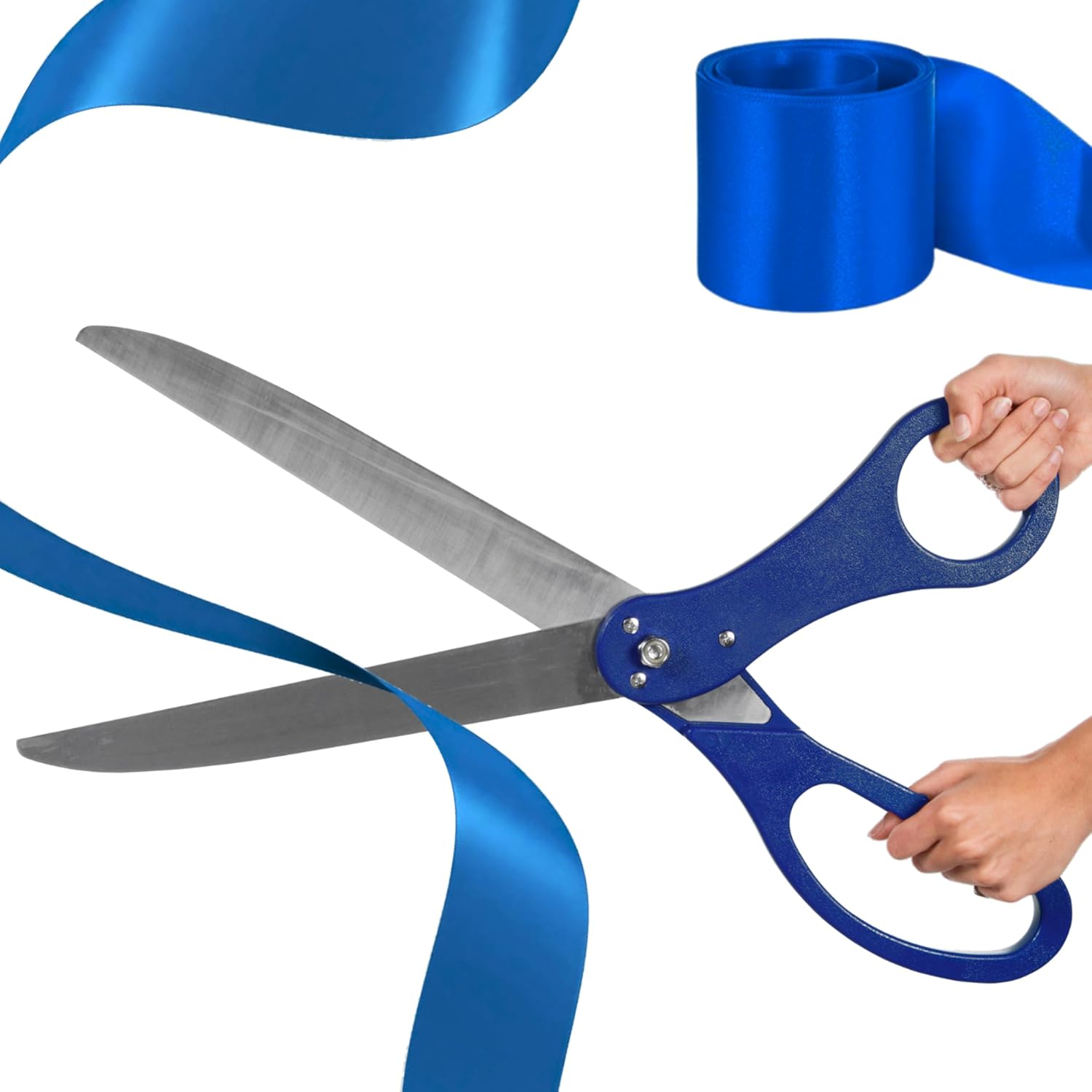Grand Opening Ceremony Kit 25 Inch Blue Scissors and Satin Ribbon