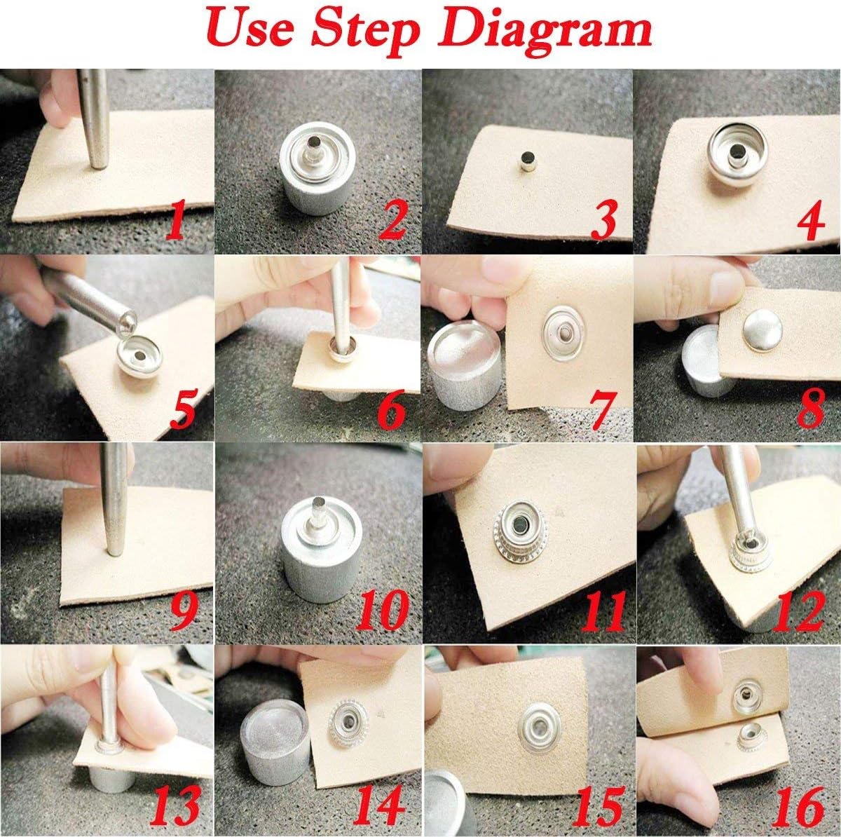 25 Sets 125mm Stainless Steel Snap Fasteners with Tools Kit