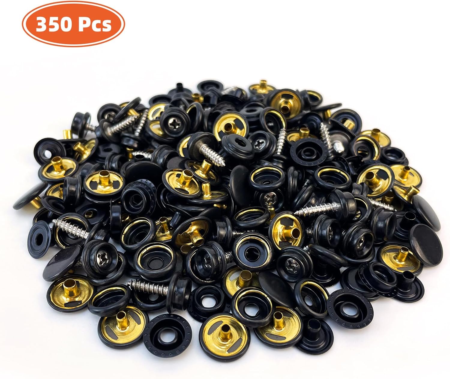 HAPDEN 350 Pcs Marine Grade Stainless Steel Boat Cover Snaps Kit Black