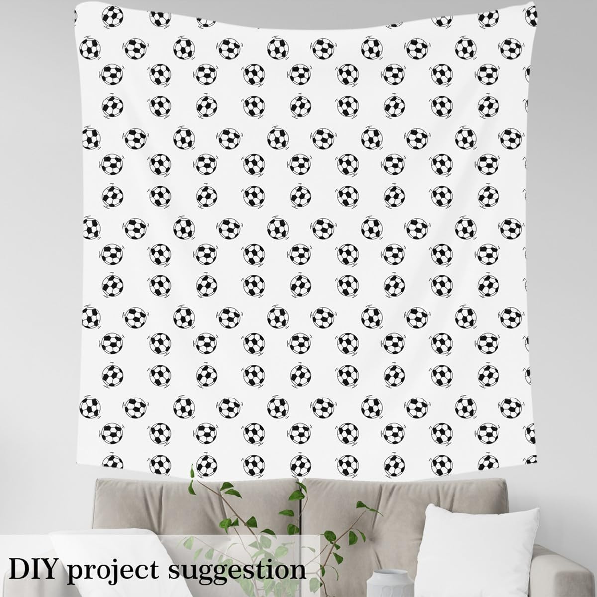 Feelyou Soccer Ball Upholstery Fabric 1 Yard Black White