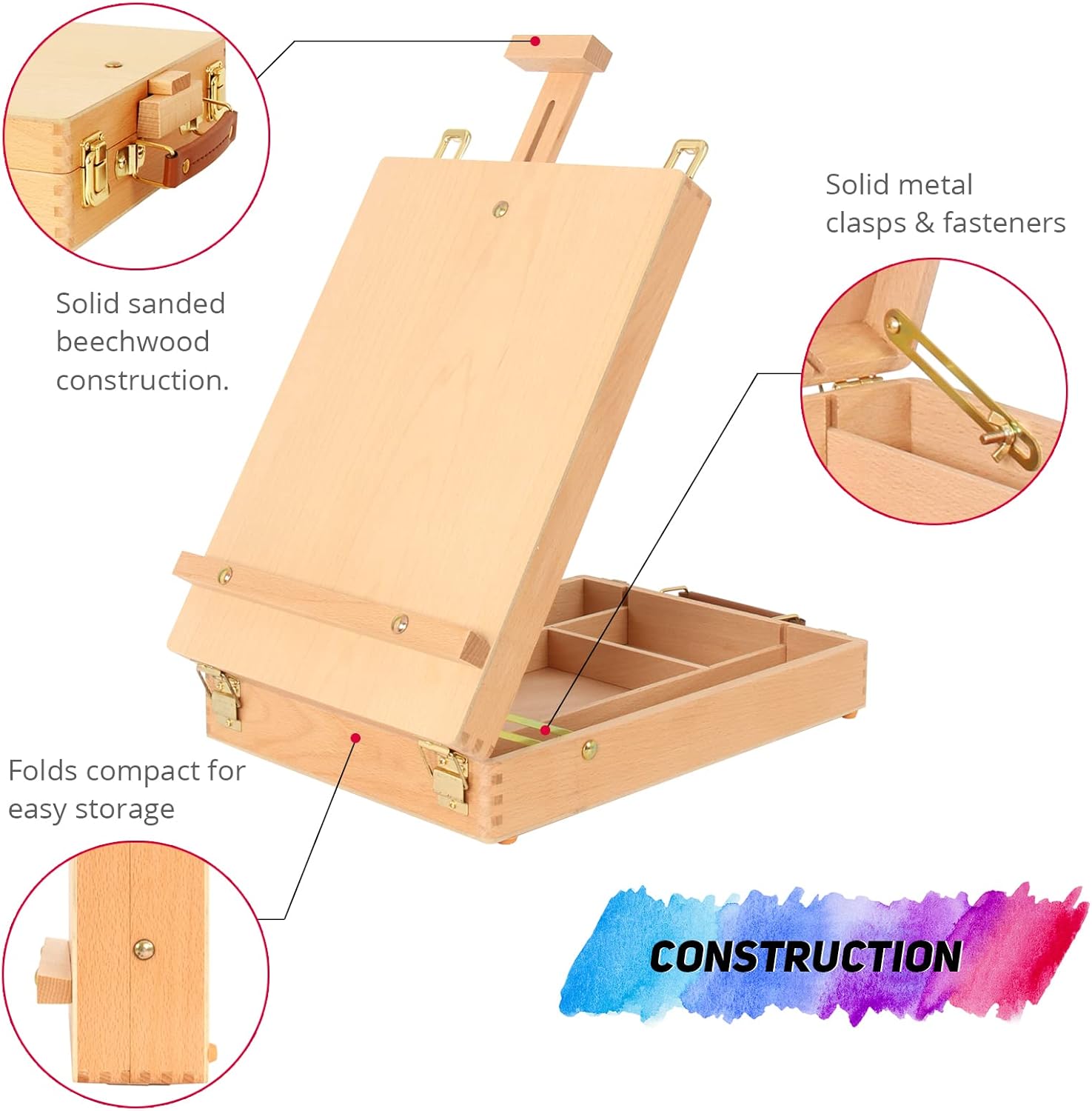 Kuyal Table Top Painting Easel with Storage Box