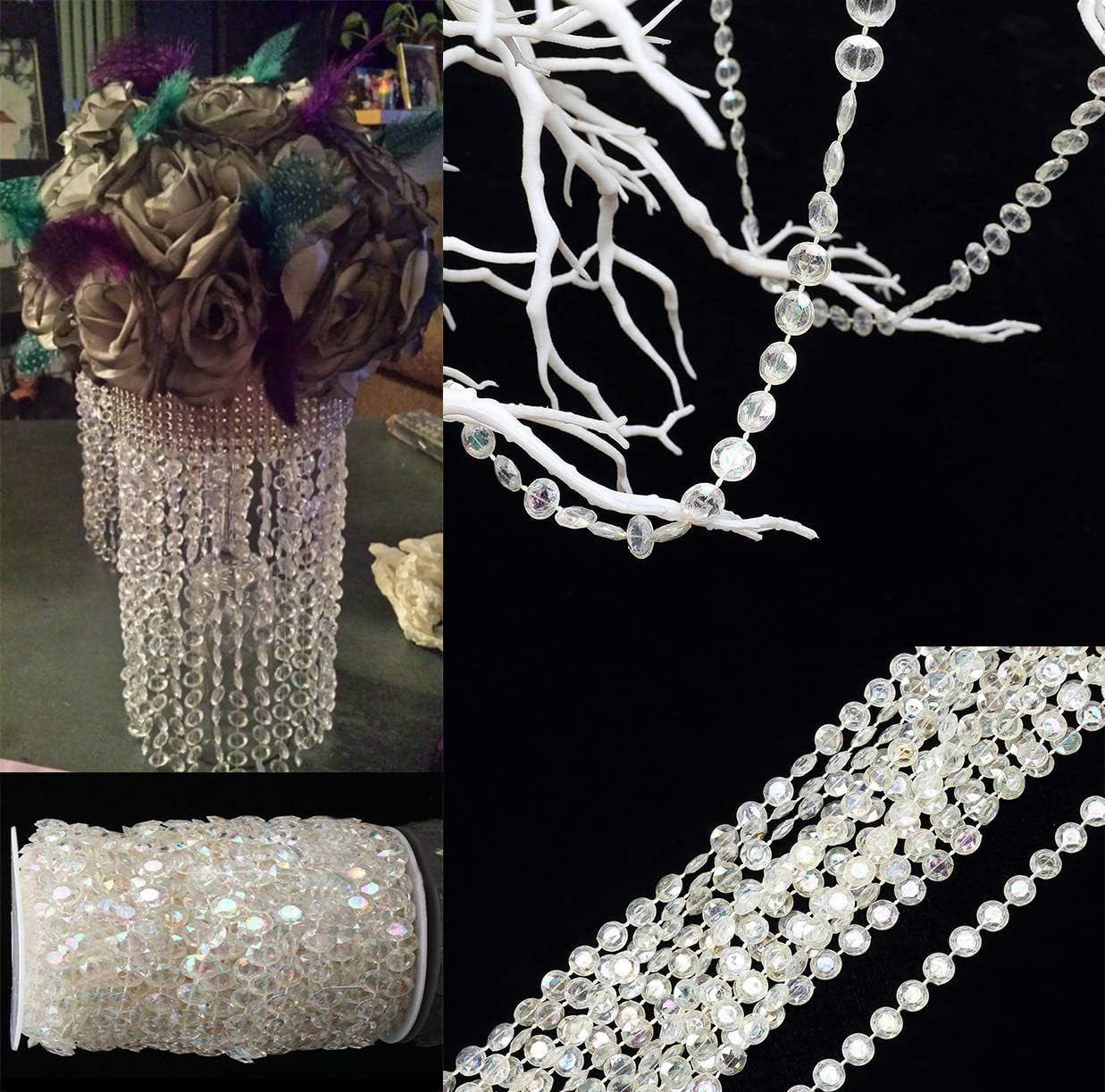 Acrylic Crystal Beads Garland Strands for DIY Decorations