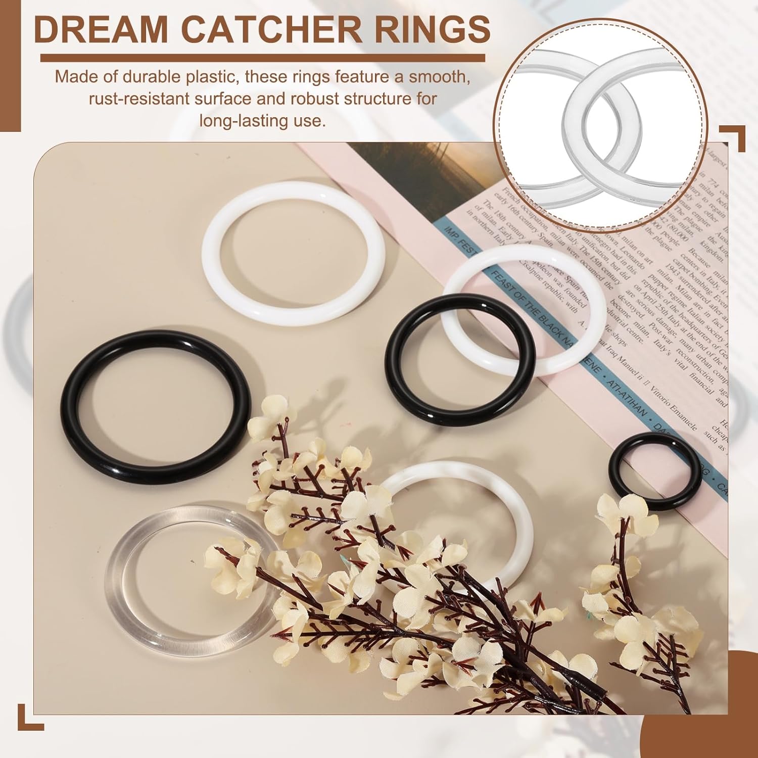 PATIKIL 30 Pcs Clear Plastic Dream Catcher Rings