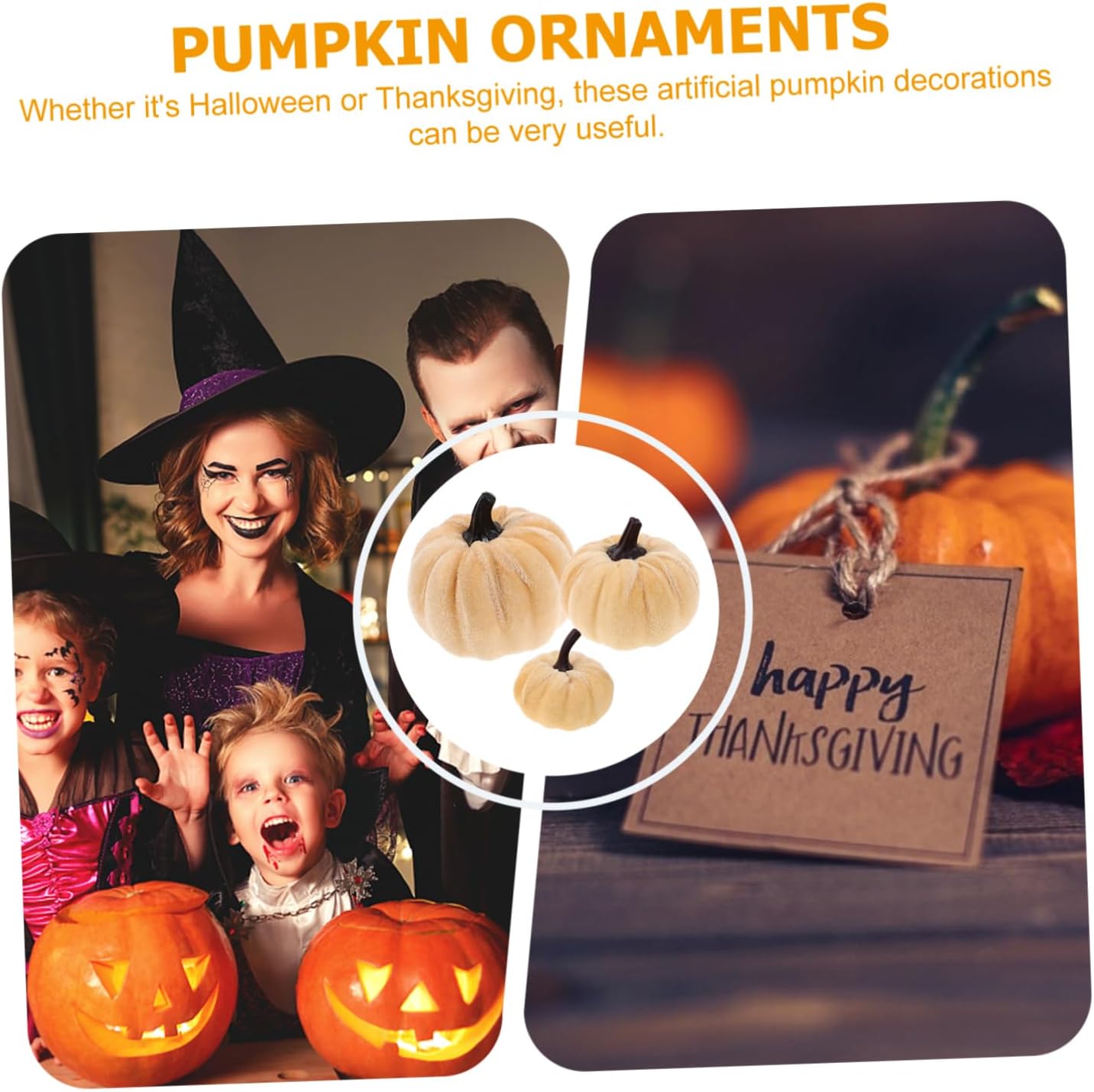 Zerodeko 6Pcs Artificial Pumpkin Decorations for Halloween and Fall