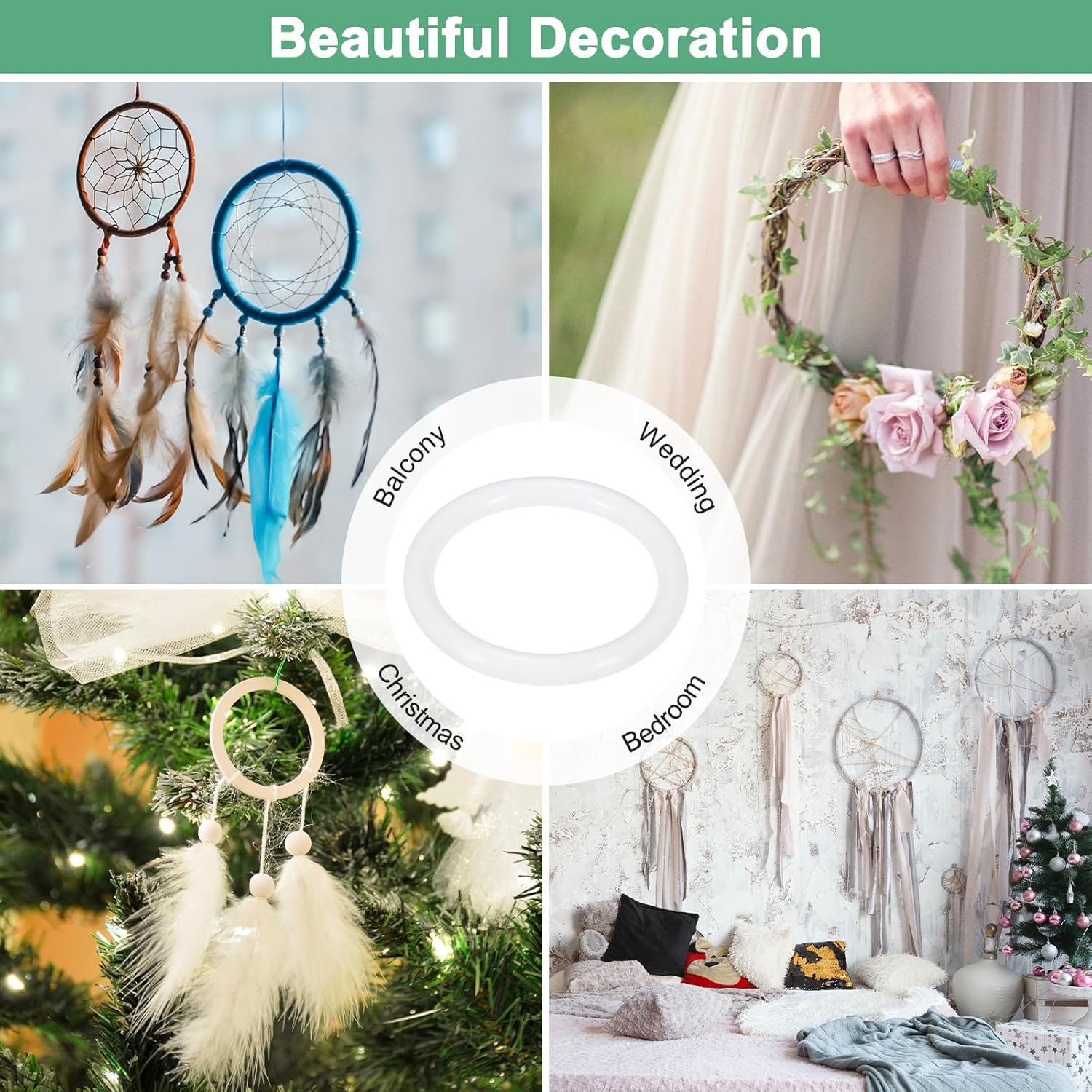 M METERXITY 50-Pack Dream Catcher Rings 15 Inch