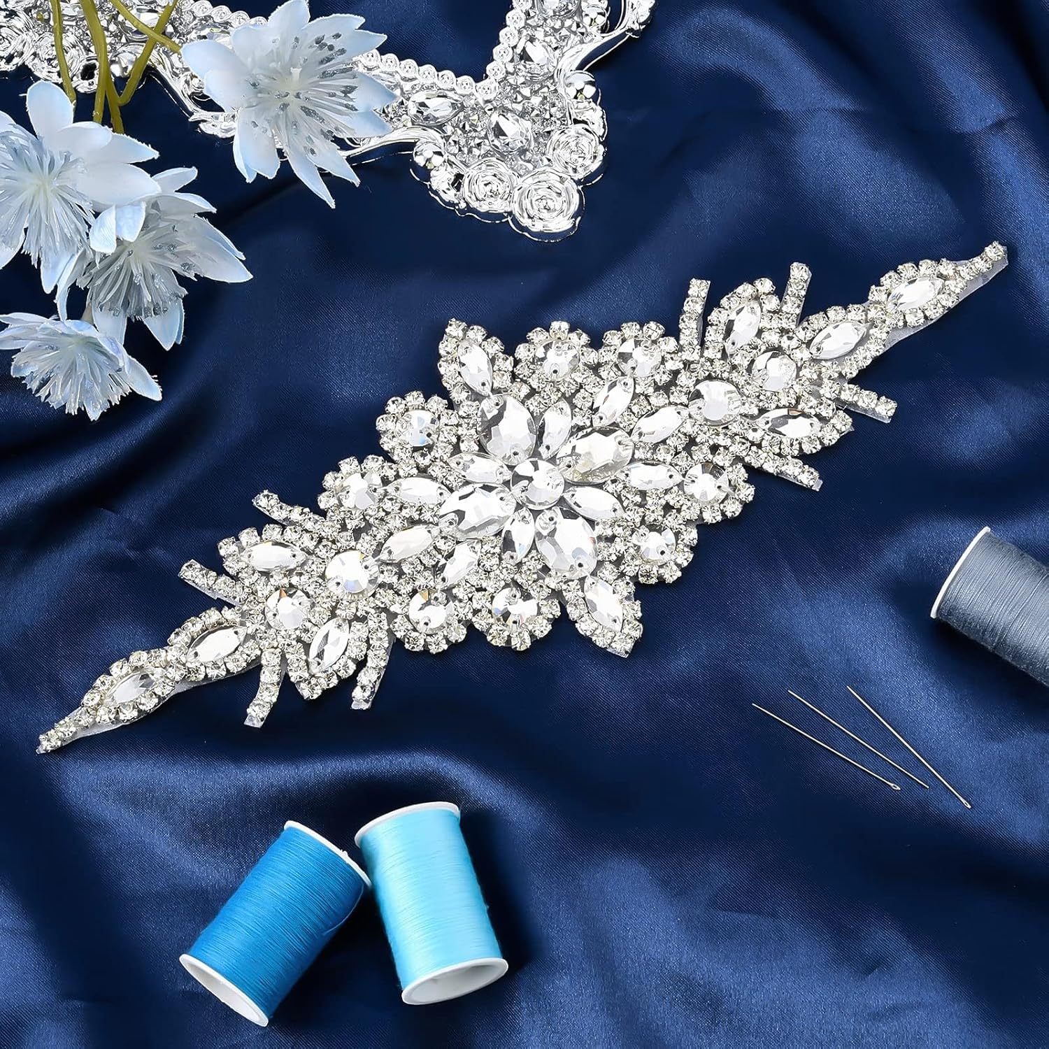 Fingerinspire 2pcs Rhinestone Applique for Wedding Dress