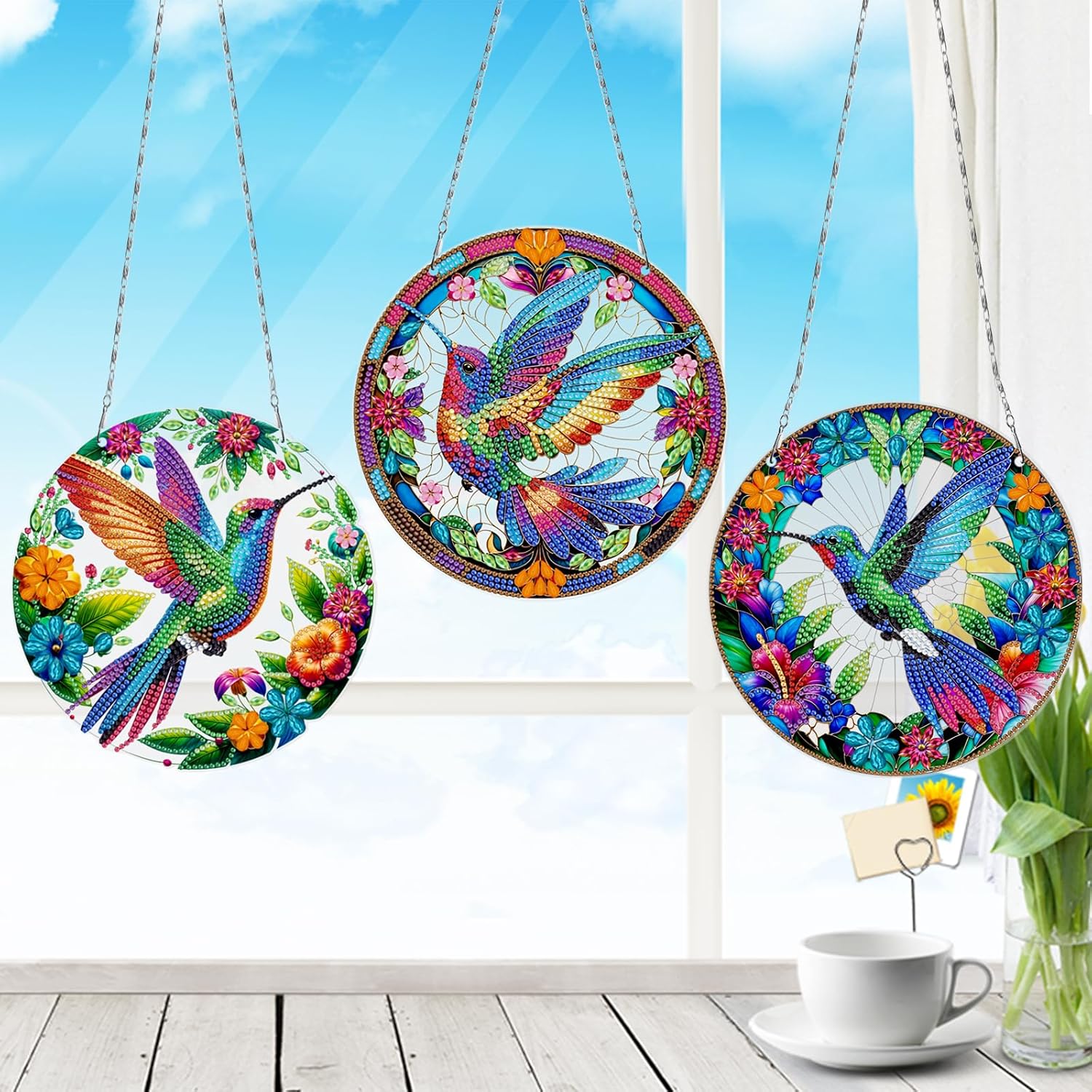 3 Pcs Gem Art Hummingbird Suncatcher DIY Kit