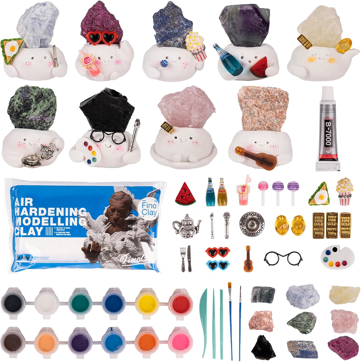 Lrtysunf DIY Crystal Pet Kit - Air Dry Clay Crystals for Crafting
