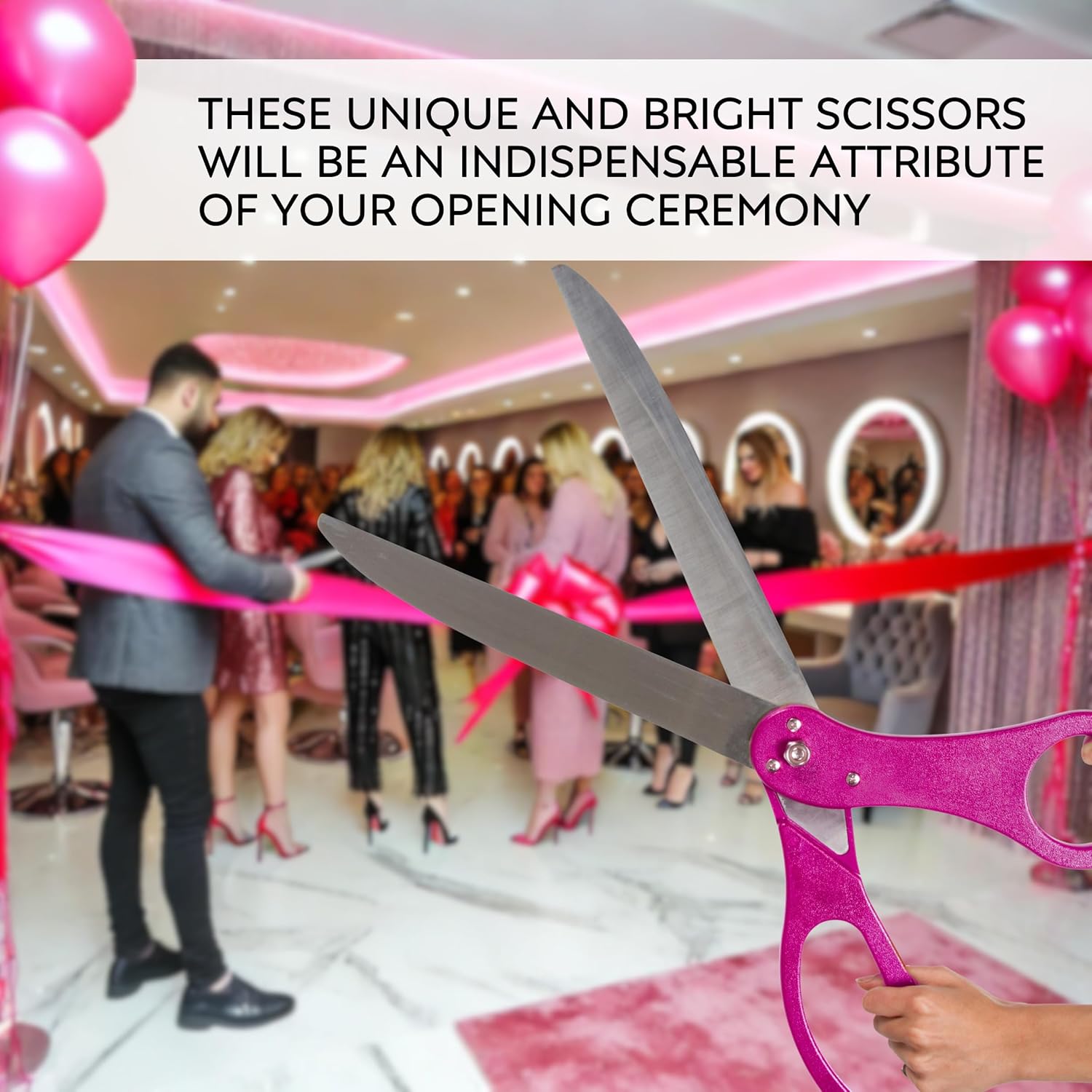 25 Inch Pink Ribbon Cutting Scissors for Grand Opening Ceremony