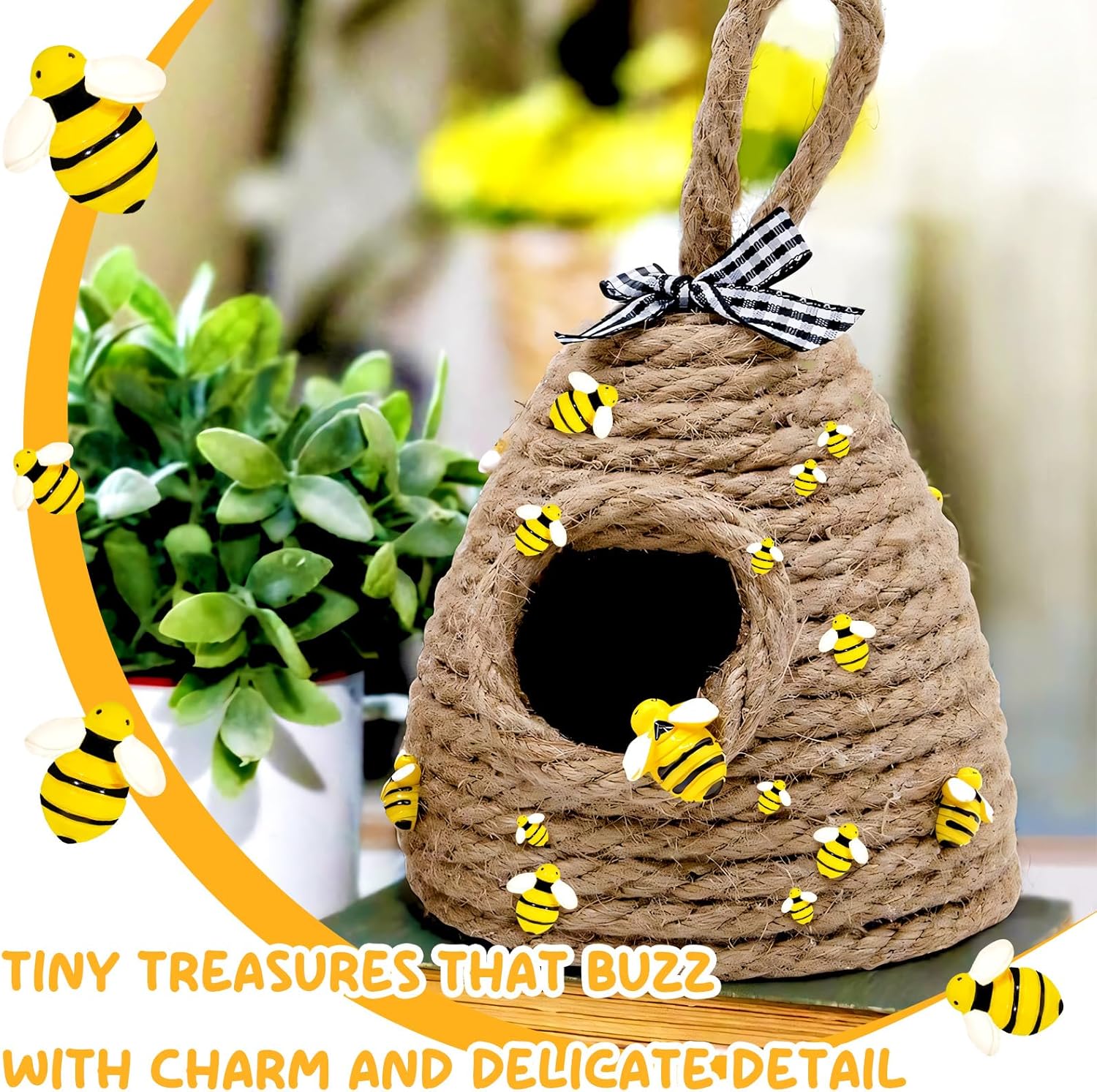 X Hot Popcorn 130 Pcs Mini Resin Bee Decorations
