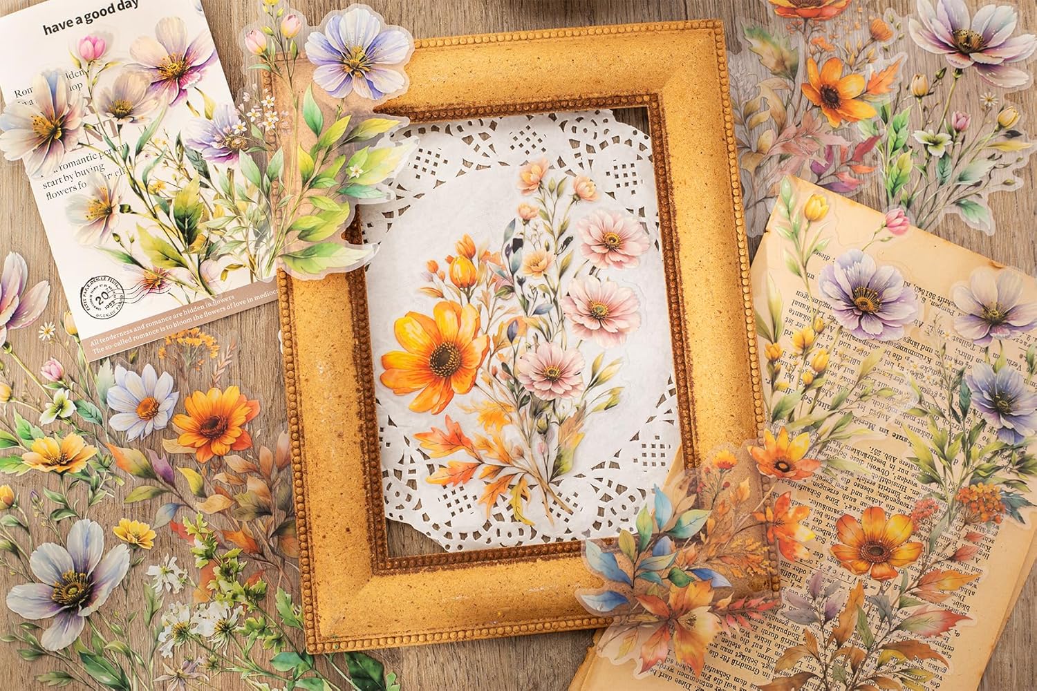 Knaid 120 Pieces Watercolor Flower Stickers Set