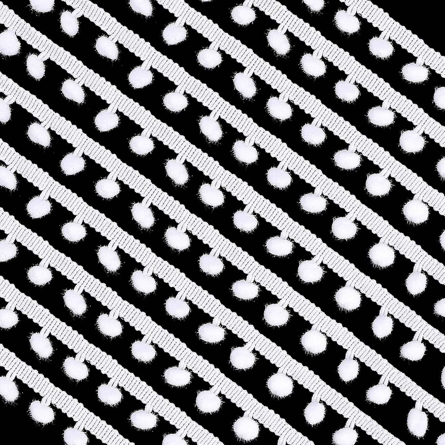22 Yard White Pom Pom Trimming Ribbon for Crafts and Sewing