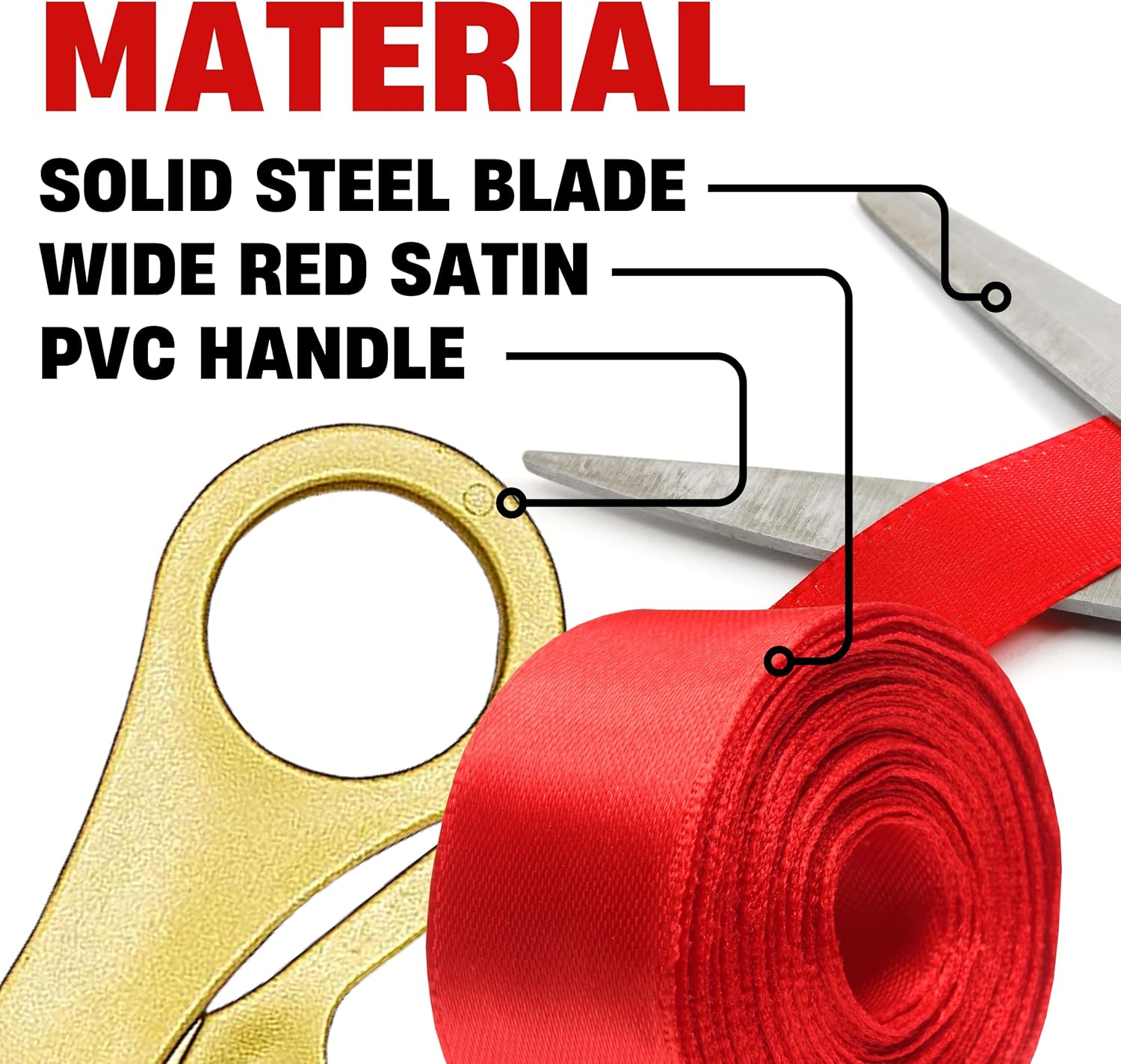 Ribbon Cutting Ceremony Kit with Giant Scissors and Red Ribbon